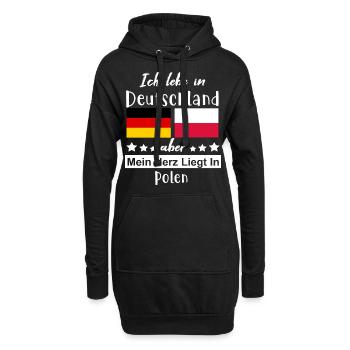 Deutschland Polen - Hoodie-Kleid - Schwarz - Vorne