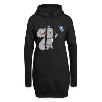 Koala - mit Schmetterling - Hoodie-Kleid - Schwarz - Vorne