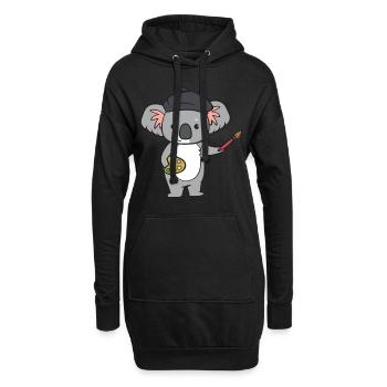 Koala - mit Pinsel und Farbe - Hoodie-Kleid - Schwarz - Vorne