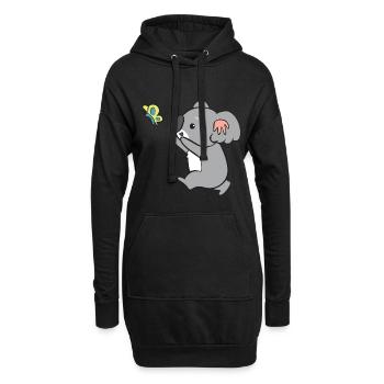 Koala - catches butterfly - Hoodie Dress - black - Front