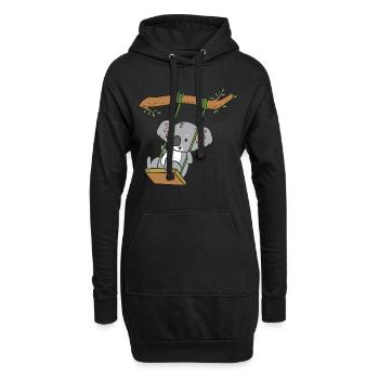 Koala - auf Schaukel - Hoodie-Kleid - Schwarz - Vorne