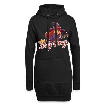 Sexy Hexy - Fliegende Halloween Hexe mit Besen - Hoodie-Kleid - Schwarz - Vorne