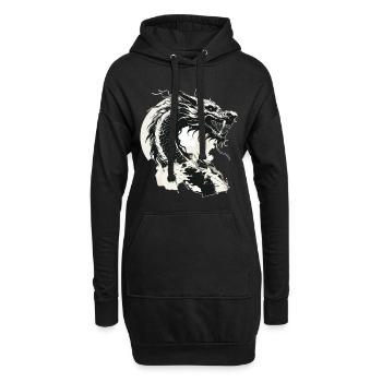 Drache Fantasie Magie Mystik Kreatur Tier Vintage - Hoodie-Kleid - Schwarz - Vorne