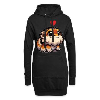 Mignon bébé dragon barbu - Sweat-shirt à capuche long Femme - noir - Devant