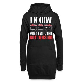 Ich weiß, was alle Tasten tun - Hoodie-Kleid - Schwarz - Vorne