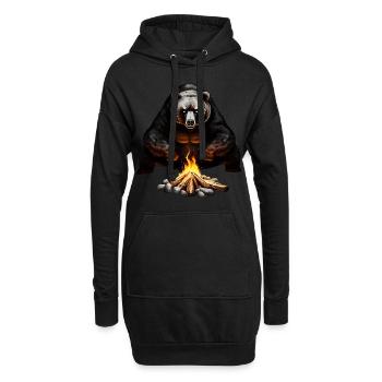 Ours confortable au feu de camp - Sweat-shirt à capuche long Femme - noir - Devant