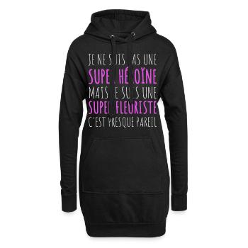 Super fleuriste humour fleuriste femme cadeau - Sweat-shirt à capuche long Femme - noir - Devant