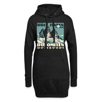 Trois Pics Dolomites Souvenir Tre Cime Lavaredo - Sweat-shirt à capuche long Femme - noir - Devant