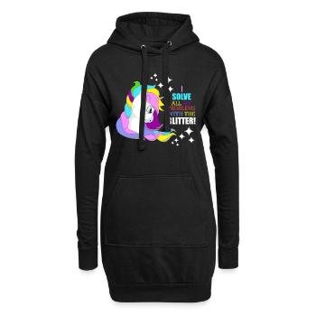 Einhorn Glitzer Probleme Löser Geschenkidee - Hoodie-Kleid - Schwarz - Vorne
