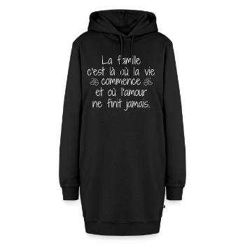 La Famille C'est La Ou La Vie Commence - Sweat-shirt à capuche long Femme - noir - Devant