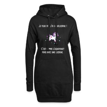 licorne humoristique - Sweat-shirt à capuche long Femme - noir - Devant