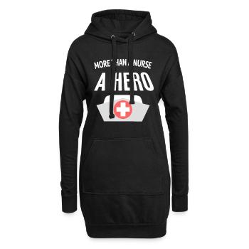 Plus qu’une infirmière, un héros : citation infirmière - Sweat-shirt à capuche long Femme - noir - Devant