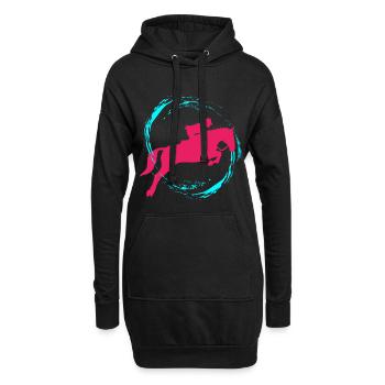 équitation - Sweat-shirt à capuche long Femme - noir - Devant