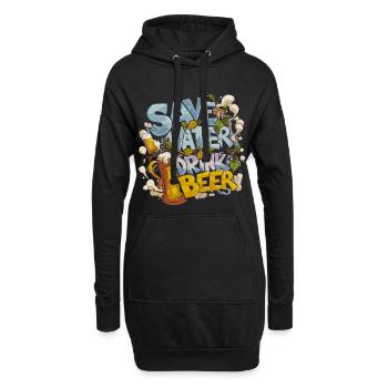 Save Water Drink Beer Biertrinker - Hoodie-Kleid - Schwarz - Vorne