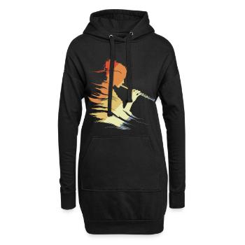 Flûte Girl Graphique Rétro - Sweat-shirt à capuche long Femme - noir - Devant