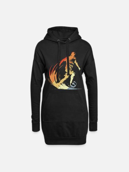 Joueur de football dessin look vintage - Sweat-shirt à capuche long Femme - noir