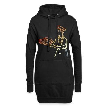 Vintage Pizzabäcker - Hoodie-Kleid - Schwarz - Vorne