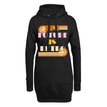 The Future is Retro – 70s Nostalgie Statement - Hoodie-Kleid - Schwarz - Vorne