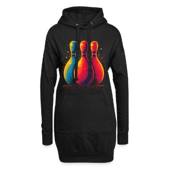 Bowling Retro Look - Hoodie-Kleid - Schwarz - Vorne