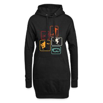 Snowboard retro Snowboarden Skifahren  - Hoodie-Kleid - Schwarz - Vorne