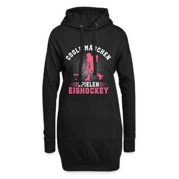 Coole Mädchen Spielen Eishockey Eishockeyspielerin - Hoodie-Kleid - Schwarz - Vorne