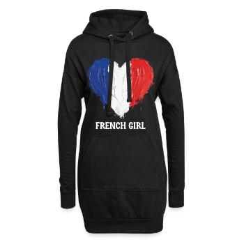 Football de football féminin de cœur français - Sweat-shirt à capuche long Femme - noir - Devant