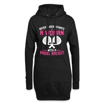never underestimate a woman with padel racket - Hoodie Dress - black - Front