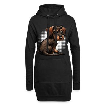 teckel teckel à poils durs propriétaire de teckel teckel - Sweat-shirt à capuche long Femme - noir - Devant