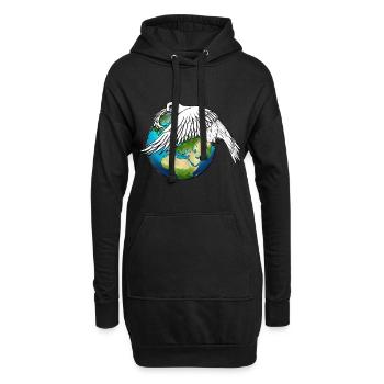 La colombe de la paix pleure et tient la terre - Sweat-shirt à capuche long Femme - noir - Devant