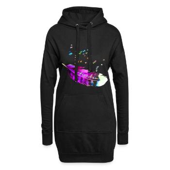 plume 10 - Sweat-shirt à capuche long Femme - noir - Devant