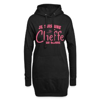 Je suis une cheffe qui déchire - Sweat-shirt à capuche long Femme - noir - Devant