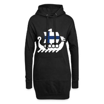 Finnland Landesfarben Drakkar Schiff Geschenk - Hoodie-Kleid - Schwarz - Vorne
