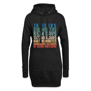 Cadeau adulte anniversaire 18 ans - Sweat-shirt à capuche long Femme - noir - Devant