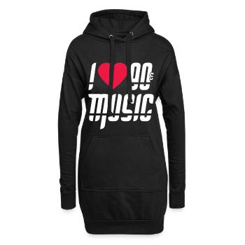 Cadeau de musique amour coeur des années 90 - Sweat-shirt à capuche long Femme - noir - Devant