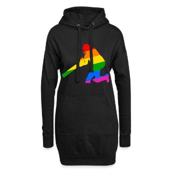 Cricket Spieler mit Regenbogen Geschenkidee - Hoodie-Kleid - Schwarz - Vorne