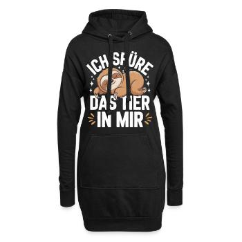 Faultier Faultiere Tier Schlafen Faul - Hoodie-Kleid - Schwarz - Vorne