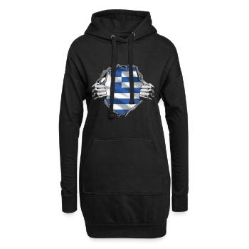 Grèce Drapeau Hellas Athènes Drapeau grec - Sweat-shirt à capuche long Femme - noir - Devant