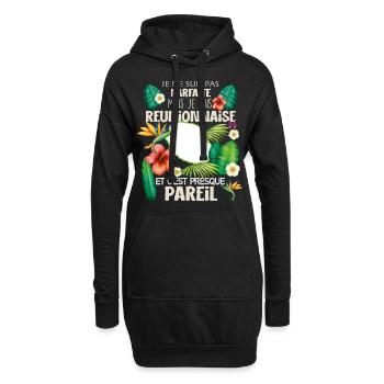 Femme Réunionnaise Parce Qu'elle le Vaut Bien - Sweat-shirt à capuche long Femme - noir - Devant