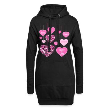 Hearts Bouquet - LOVE PEACE FREEDOM 2 - Hoodie Dress - black - Front