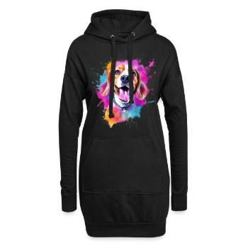 Beagle with sunglasses - Hoodie Dress - black - Front