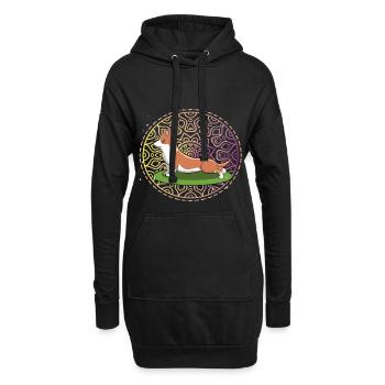 Corgi Yoga - Doga Hundeyoga - Hoodie-Kleid - Schwarz - Vorne