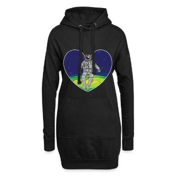 Outer space heart - Hoodie Dress - black - Front