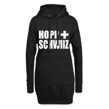 Hopp schwiiz - Sweat-shirt à capuche long Femme - noir - Devant