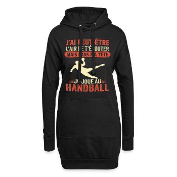 dans ma tête je joue au handball cadeau handball - Sweat-shirt à capuche long Femme - noir - Devant
