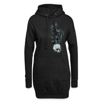 Hahn // Angry Rooster - Hoodie-Kleid - Schwarz - Vorne