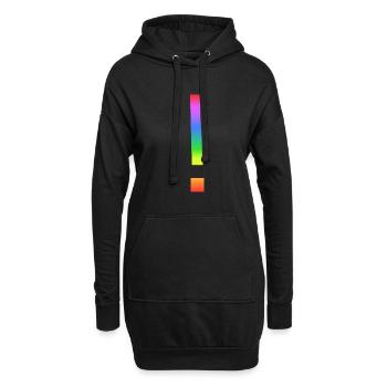Point d'exclamation arc-en-ciel - Sweat-shirt à capuche long Femme - noir - Devant