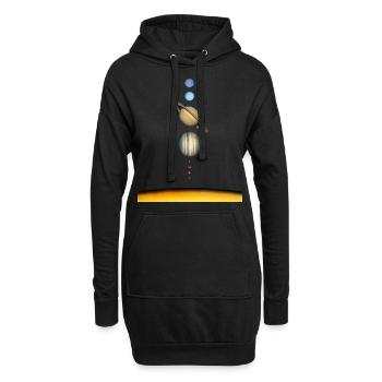 système solaire - Sweat-shirt à capuche long Femme - noir - Devant
