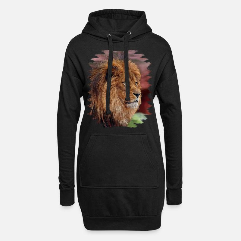 Löwe - Hoodie-Kleid - Schwarz