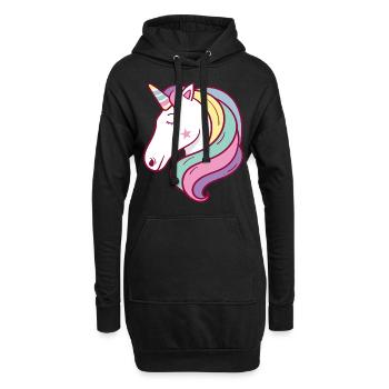 Licorne Tête de licorne colorée - Sweat-shirt à capuche long Femme - noir - Devant