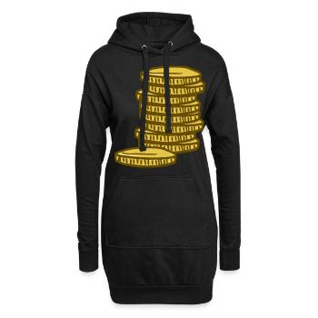 Münzen - Hoodie-Kleid - Schwarz - Vorne